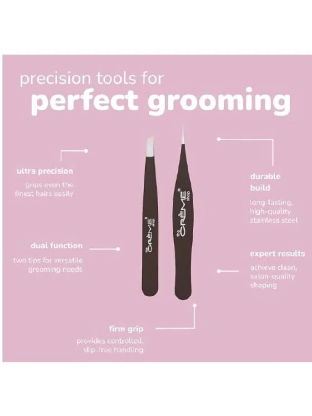New The Crème Shop No Hair Safe Tweezer Set - Precision Angled & Surgical Point